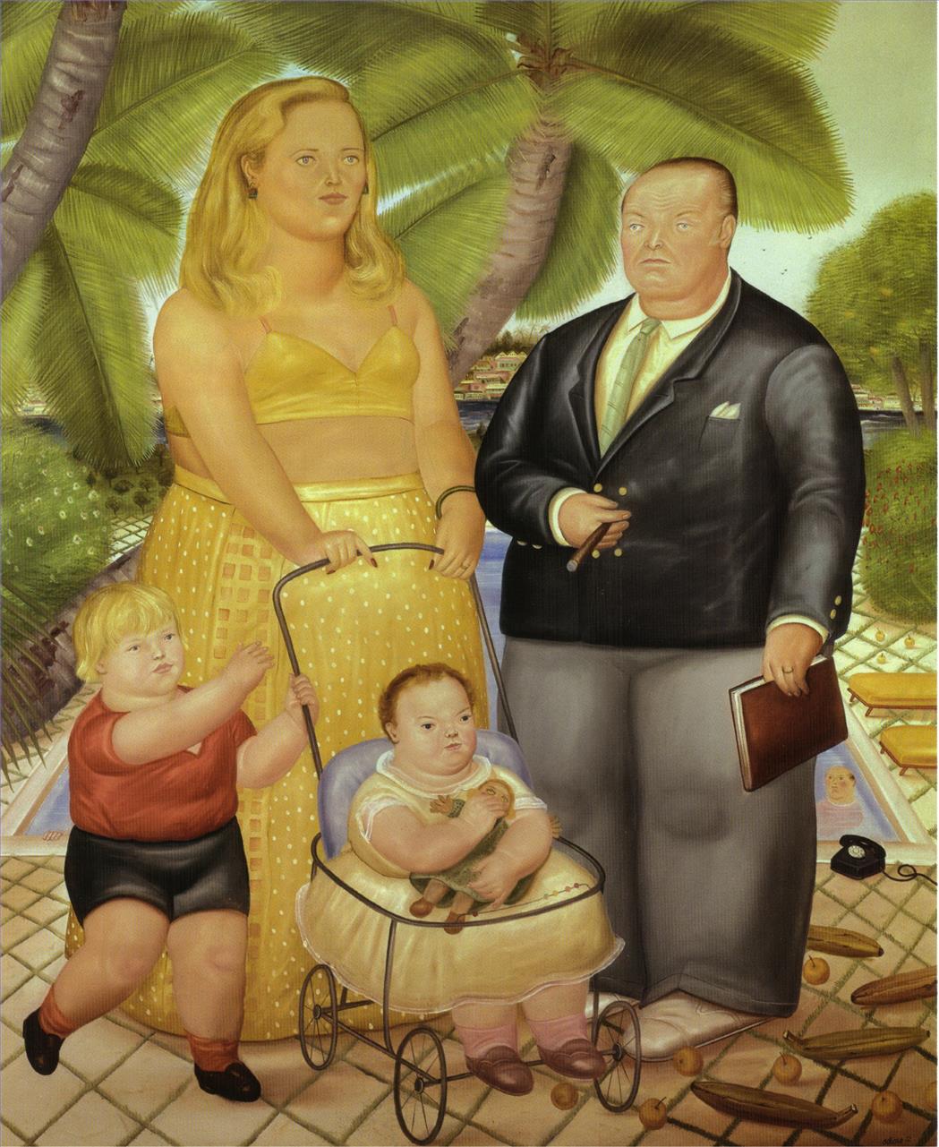 Frank Lloyd and His Family in Paradise Island Fernando Botero Oil Paintings